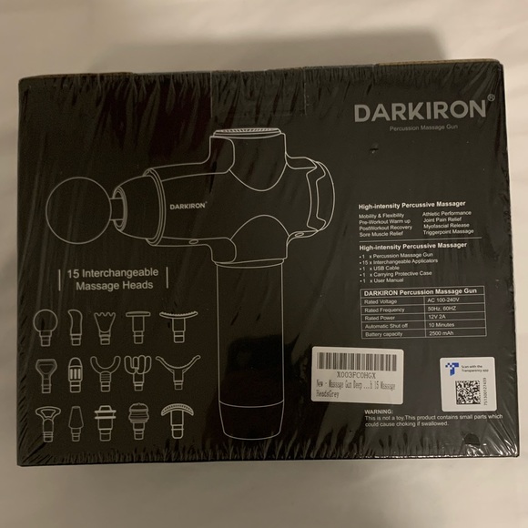 New - Darkiron Gray Deep Tissue Percussion Massage Gun with 15 Massage Heads - Picture 4 of 12